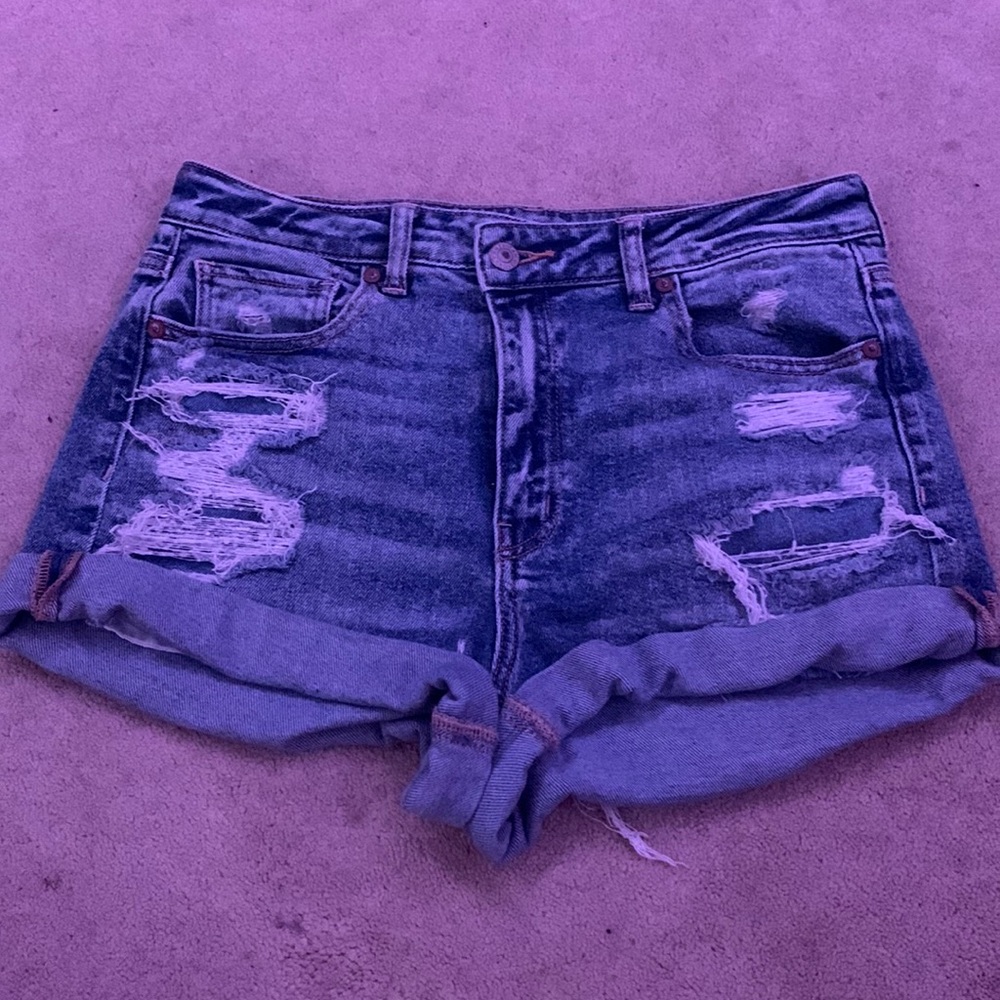 denim american eagle shorts size 6